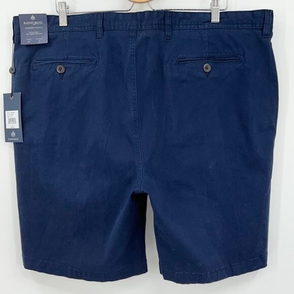 Mens Navy Blue Shorts 42 RAINFOREST Twill Chino Comfort Stretch Flat Front - Picture 6 of 11
